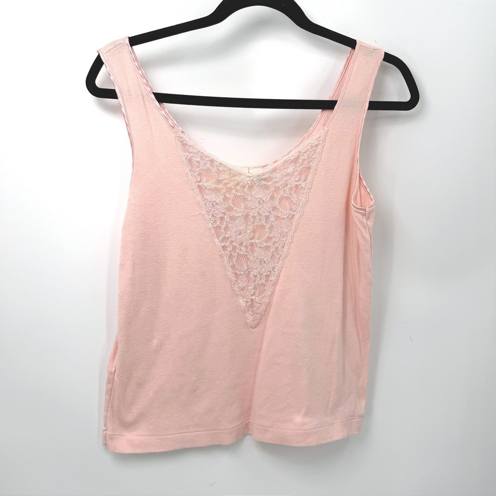 Victorias Secret Rare Vintage Tank Women M Pink Lace Cotton Coquette Balletcore